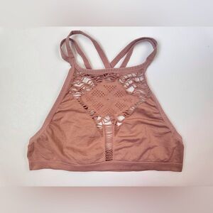 Seamless High Neck Strappy‎ Back Brami Sports Bra Size XS